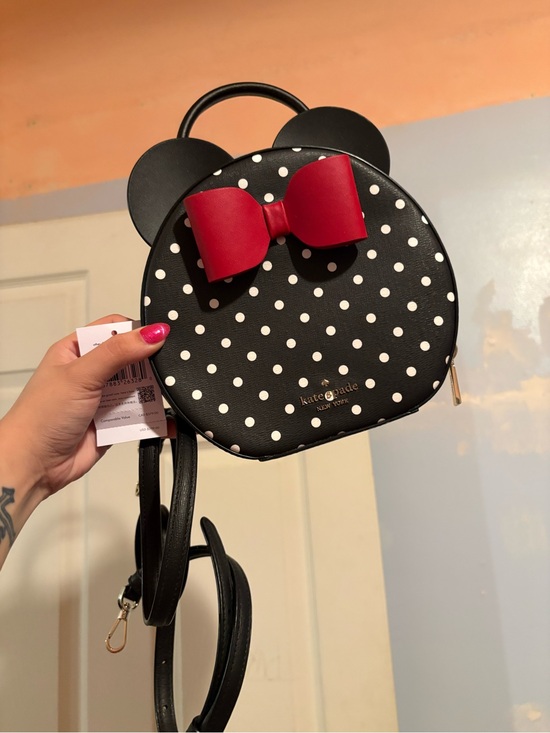 kate spade Handbags - Kate Spade NWT Disney Minnie Mouse Crossbody B&W Polka Dot Red Bow